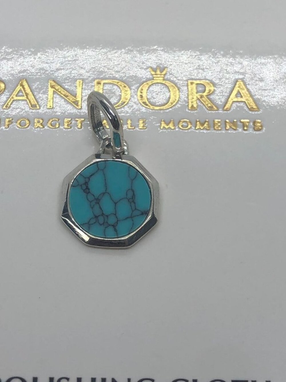 Pandora Turquoise-Colored Engravable Mini Medallion Charm
